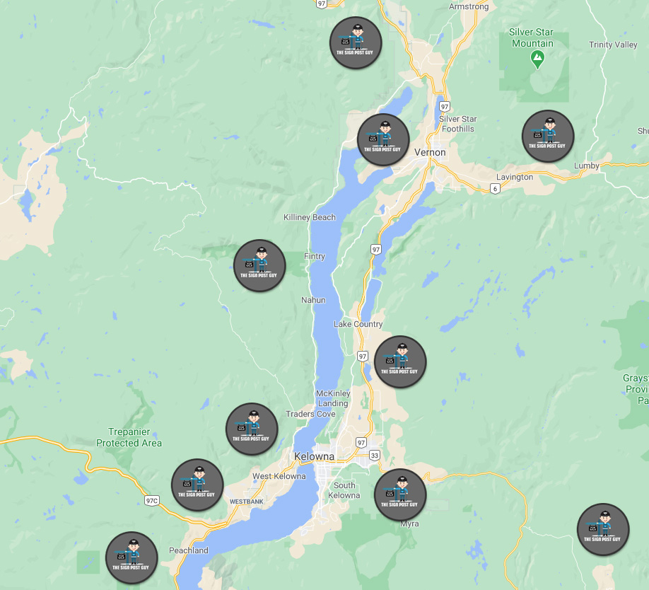 The Sign Post Guy Okanagan Installation Map